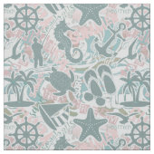 Nautical Beach Collage Sage ID840 Stoff (Muster)
