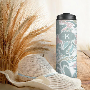 Nautical Beach Collage Sage ID840 Thermosbecher