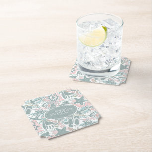 Nautical Beach Collage Sage ID840 Untersetzer