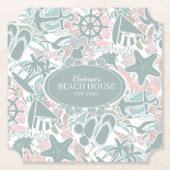 Nautical Beach Collage Sage ID840 Untersetzer (Vorderseite)