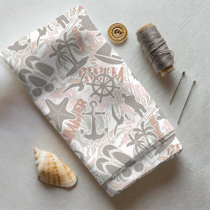 Nautical Beach Collage Taupe ID840 Stoff