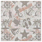 Nautical Beach Collage Taupe ID840 Stoff (Muster)