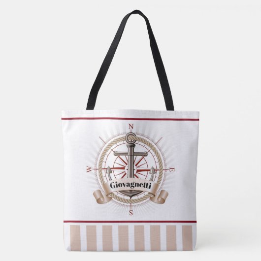Nautical Beach Compass und Anchor Tasche (Vorderseite)