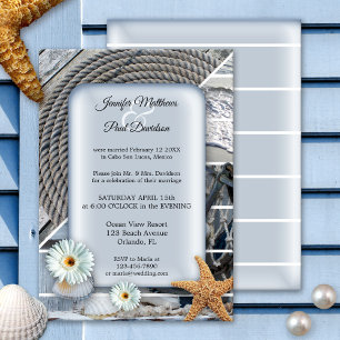 Nautical Beach Dusty Blue Post Hochzeit Einladung