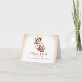 Nautical Beach - Floral Anchor Wedding Thank You Dankeskarte