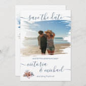 Nautical Beach Foto Save the Date Einladung (Vorne/Hinten)