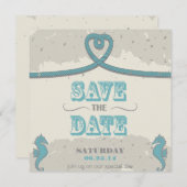 Nautical Beach Heart Knot Save the Date (Vorne/Hinten)