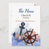 Nautical Beach Hochzeit individuell Menükarte (Vorne/Hinten)