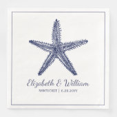 Nautical Beach Hochzeit Rustikale Marine Blue Star Serviette (Vorderseite)