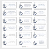 Nautical Beach Hochzeitsmarken Aufkleber (Blatt)