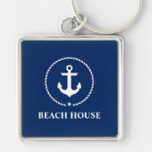Nautical Beach House Anchor Navy Blue Schlüsselanhänger (Vorne)