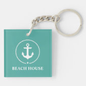 Nautical Beach House Anchor Rope Schlüsselanhänger (Rückseite)