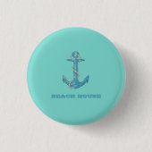 Nautical Beach House, Anker, Seil, Minze Green Button (Vorderseite)