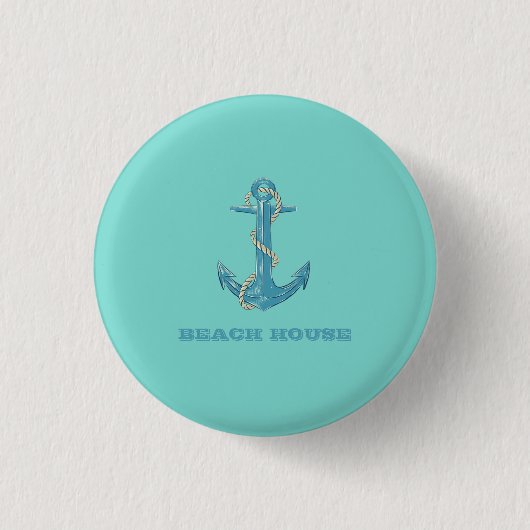 Nautical Beach House, Anker, Seil, Minze Green Button (Vorderseite)