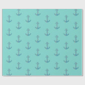 Nautical Beach House, Anker, Seil, Minze Green Geschenkpapier (Flach)