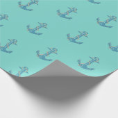 Nautical Beach House, Anker, Seil, Minze Green Geschenkpapier (Ecke)