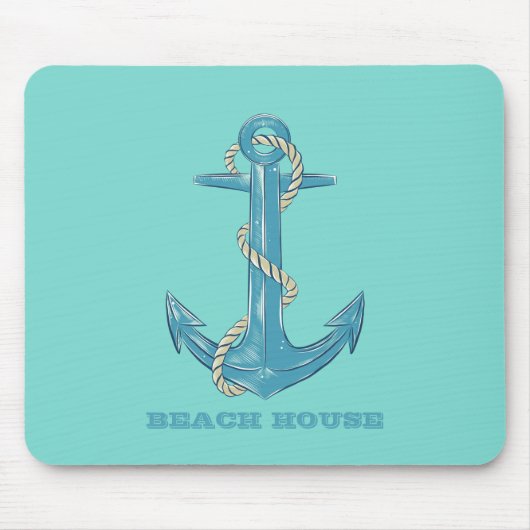 Nautical Beach House, Anker, Seil, Minze Green Mousepad (Vorne)