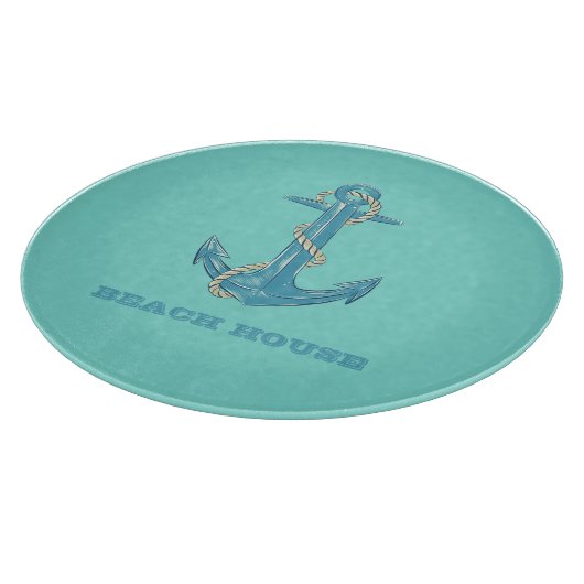 Nautical Beach House, Anker, Seil, Minze Green Schneidebrett (Ecke)