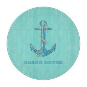 Nautical Beach House, Anker, Seil, Minze Green Schneidebrett (Vorderseite)