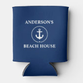 Nautical Beach House Familienname Anchor Blue Dosenkühler (Vorderseite)