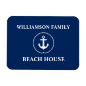 Nautical Beach House Familienname Anchor Navy Blue Magnet (Horizontal)