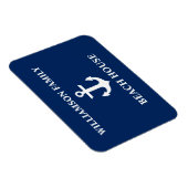 Nautical Beach House Familienname Anchor Navy Blue Magnet (Rechte Seite)