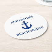 Nautical Beach House Familienname Anchor Runder Pappuntersetzer (Angewinkelt)