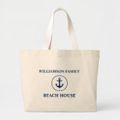 Nautical Beach House Familienname Blue Anchor Jumbo Stoffbeutel (Vorne)