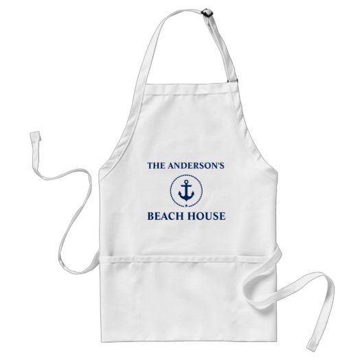 Nautical Beach House Familienname Blue Anchor Schürze (Vorne)