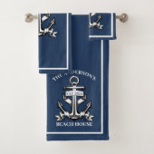 Nautical Beach House Familienname Est Ship Anchor Badhandtuch Set (Insitu)