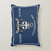Nautical Beach House Familienname Est Ship Anchor Dekokissen (Vorderseite(Vertikal))