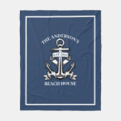 Nautical Beach House Familienname Est Ship Anchor Fleecedecke (Vorderseite)