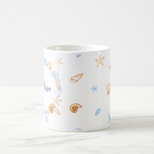 Nautical Beach Illustrations Personalisiert Monogr Kaffeetasse (Mittel)