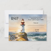 Nautical Beach Lighthouse Wedding RSVP Card Karte (Vorderseite)