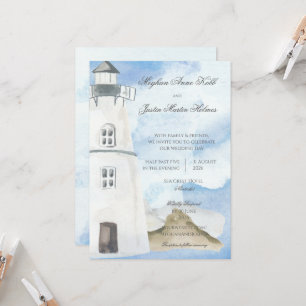 Nautical Beach mit Lighthouse Einladung