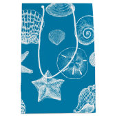Nautical Beach Muscheln Aqua White Mittlere Geschenktüte (Vorderseite)