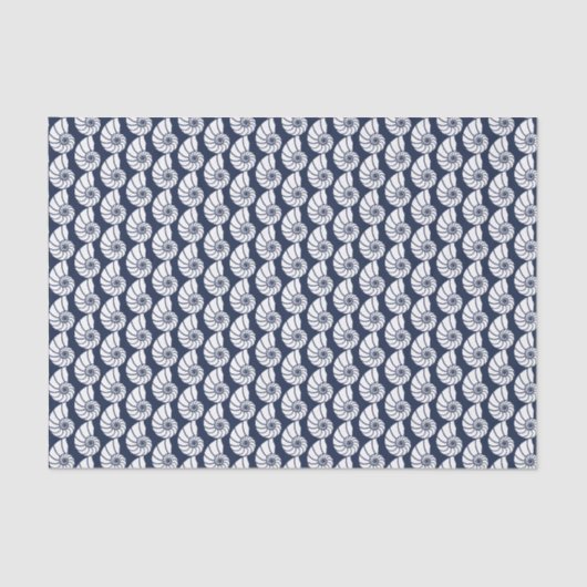 Nautical Beach Muscheln Navy Blue White Coasta Seidenpapier (Vorderseite)