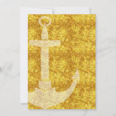 Nautical Beach, Navy Gold Glitzer - Brautparty Einladung (Rückseite)