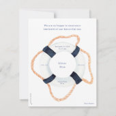 Nautical Beach Ocean Lifebuoy Birth Announcement Mitteilungskarte (Rückseite)