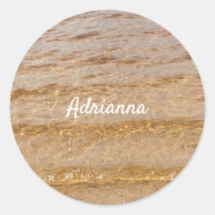 Nautical Beach Ocean Water Wellen Name Geschenk Runder Aufkleber