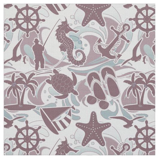 Nautical Beach Pattern Mauve ID839 Stoff (Muster)