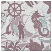 Nautical Beach Pattern Mauve ID839 Stoff (Nahaufnahme)