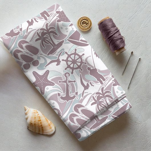 Nautical Beach Pattern Mauve ID839 Stoff