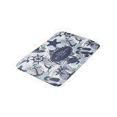 Nautical Beach Pattern Navy ID839 Badematte (Schrägansicht)