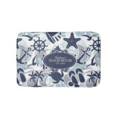 Nautical Beach Pattern Navy ID839 Badematte (Vorderseite)
