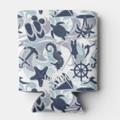 Nautical Beach Pattern Navy ID839 Dosenkühler (Rückseite)