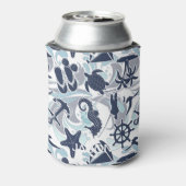 Nautical Beach Pattern Navy ID839 Dosenkühler (Kanne Rückseite)