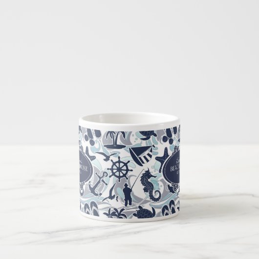 Nautical Beach Pattern Navy ID839 Espressotasse (Vorderseite)