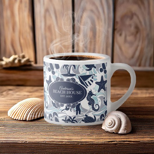 Nautical Beach Pattern Navy ID839 Espressotasse