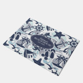Nautical Beach Pattern Navy ID839 Fußmatte (Schrägansicht)